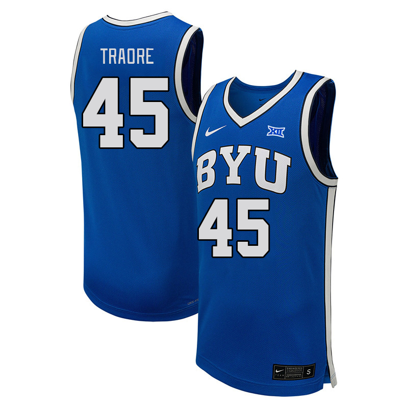 BYU Cougars #45 Fousseyni Traore Big 12 Conference College Basketball Jerseys Stitched Sale-Royal